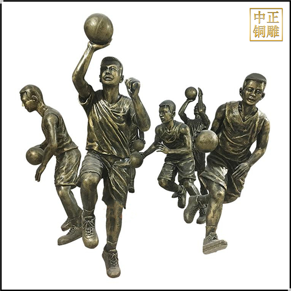 大型公园打篮球人物铜雕塑