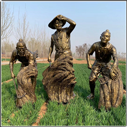 丰收割麦子人物铜雕塑