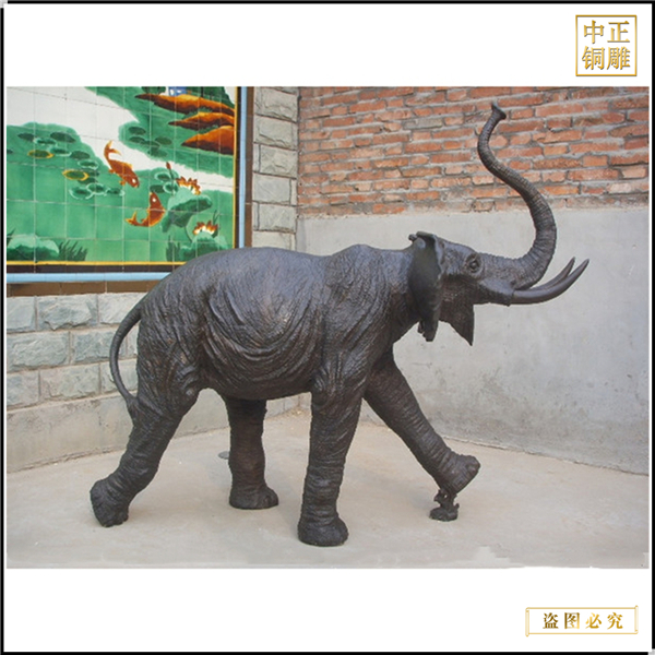 小型室外铜大象雕塑摆件铸造