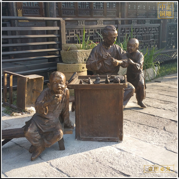 步行街捏糖人铜雕塑制作