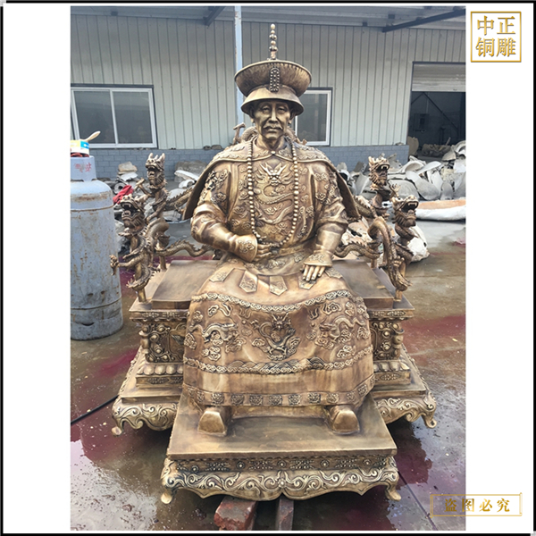 古代雍正皇帝铜雕塑