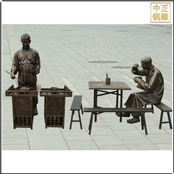 步行街吃饭人物铜雕塑