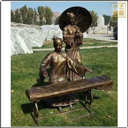弹古筝人物铜雕塑