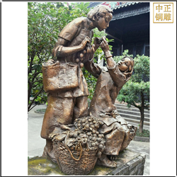 妇女卖荔枝人物雕塑
