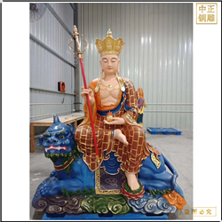 坐地藏王菩萨坐狮子雕塑铸造