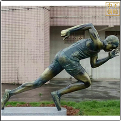 纯铜跑步人物铜雕塑