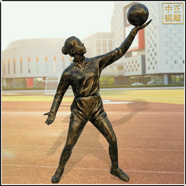 打排球人物铜雕塑