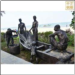 渔民出海人物雕塑