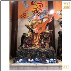 铜雕彩绘四大天王佛像坐像