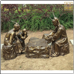 园林古代人物下象棋铜雕塑