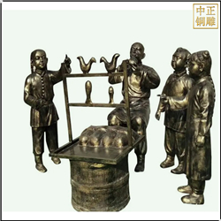 古代吹糖人铜雕塑