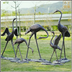 成群仙鹤铜雕塑