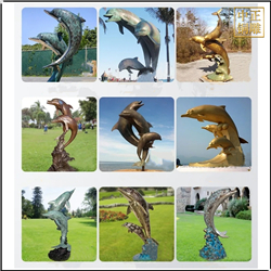 纯铜小海豚动物雕塑