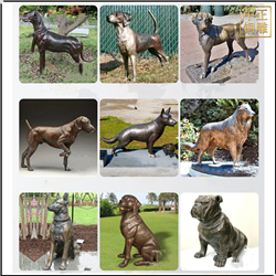 不同种类小狗铜雕塑铸造