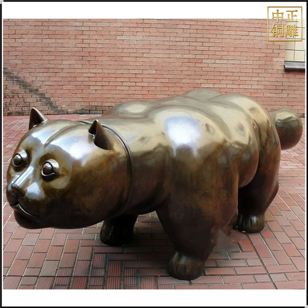 抽象胖乎乎小猫铜雕塑