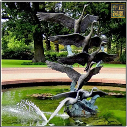 公园景观天鹅铜雕塑