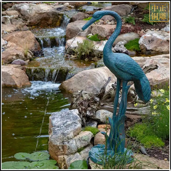 喷水景观铜仙鹤雕塑