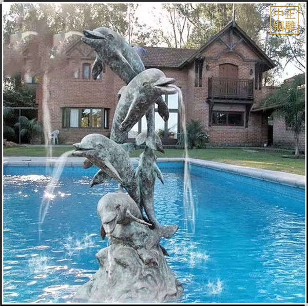 海豚喷泉小区景观雕塑